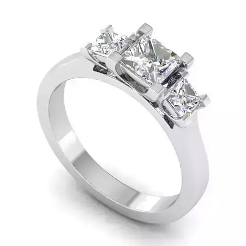 DER-3 Stone Engagement Ring With Diamonds 6