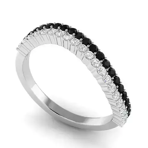 Engagement Ring With White And Black Diamonds