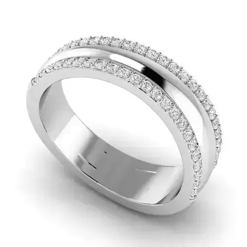 2 Line Engagement Ring With White Diamonds 3D print model