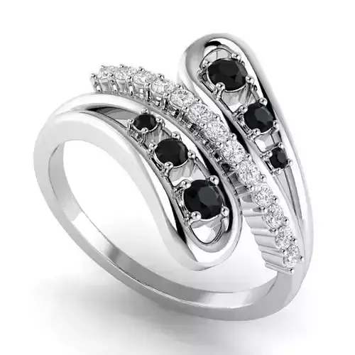 Engagement ring with black emeralds RG 060