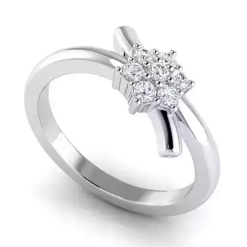Flower Shaped Engagement Ring With White Diamonds 1