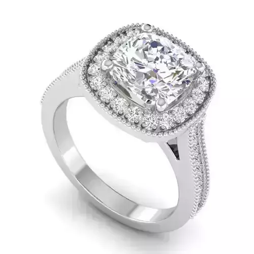 Square Shape Engagement Ring With White Diamonds