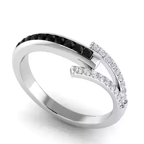 Engagement Ring With White And Black Diamonds 2