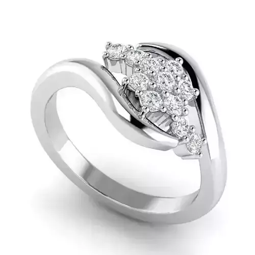 Flower Shaped Engagement Ring With White Diamonds 2