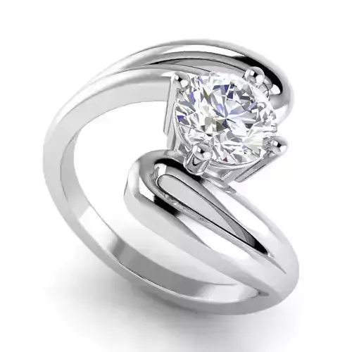 Spiral Shaped Engagement Ring With White Diamond