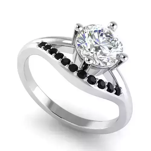 Engagement Ring With White And Black Diamonds 3