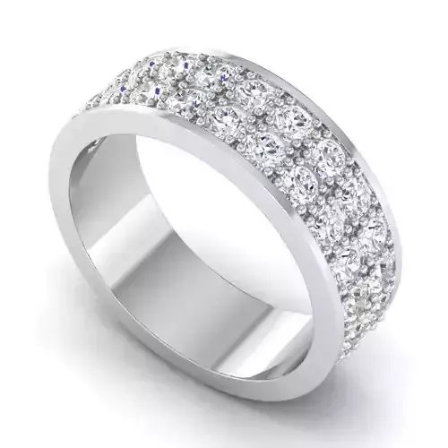 Wide Band Engagement Ring With White Diamonds
