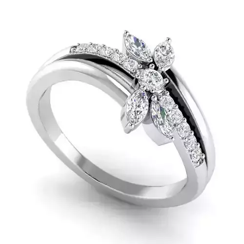 Flower Shaped Engagement Ring With White Diamonds 3