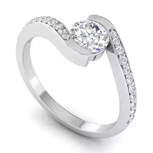 Spiral Engagement Ring With White Diamonds