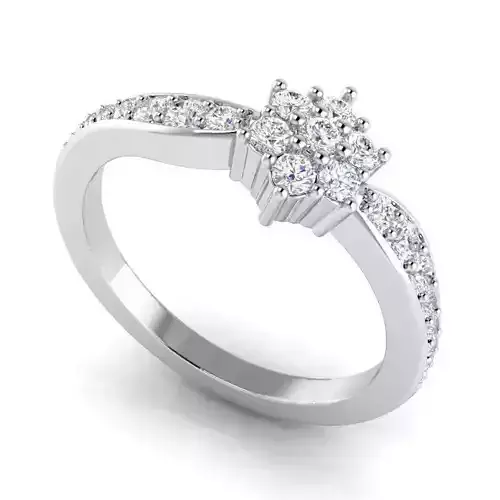 Flower Shaped Engagement Ring With White Diamonds 4