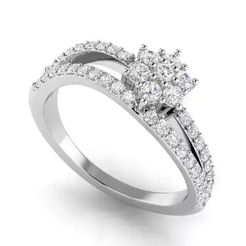 Flower Shaped Engagement Ring With White Diamonds 5