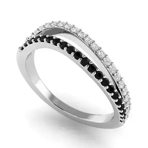 Silver ring with white diamonds and black emeralds RG 036