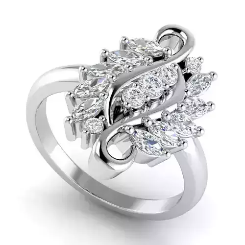 Floral Design Thin Engagement Ring With Diamonds 1 3D print model
