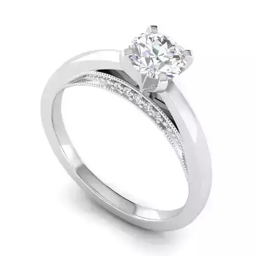 Thin Engagement Ring With White Diamonds
