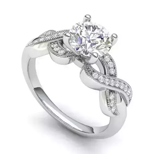 Twisted Engagement Ring With White Diamonds