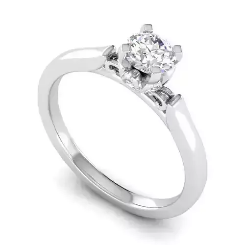 Thin Engagement Ring With White Diamond 2