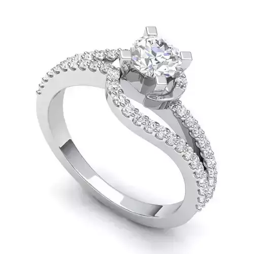 Spiral Halo Engagement Ring With White Diamonds