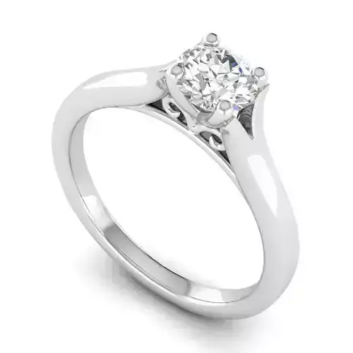 Thin Engagement Ring With White Diamond 3