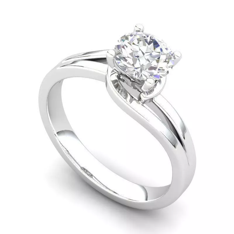 Spiral loop Engagement Ring With White Diamonds 3D print model_0