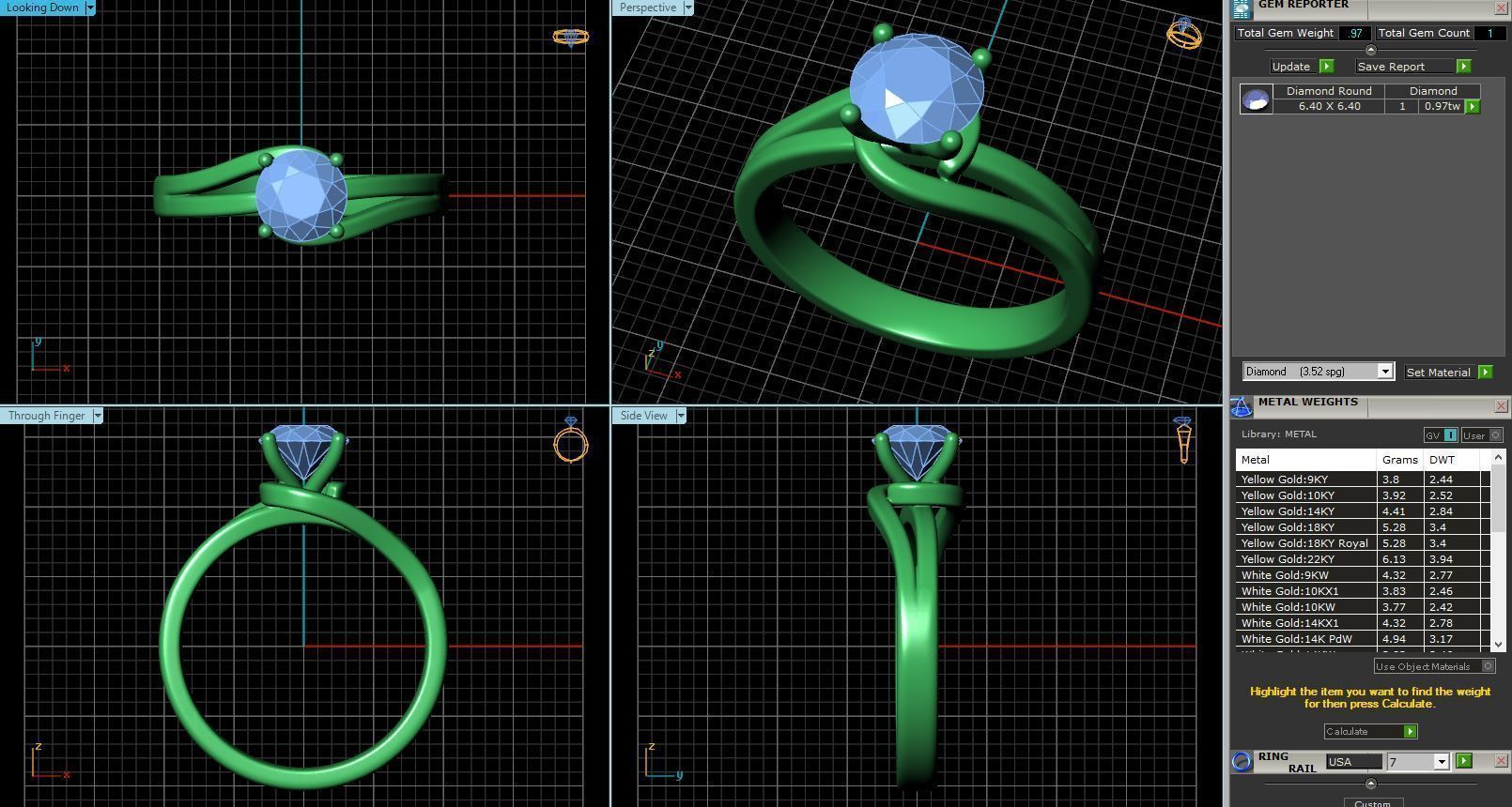 Spiral loop Engagement Ring With White Diamonds 3D print model_1
