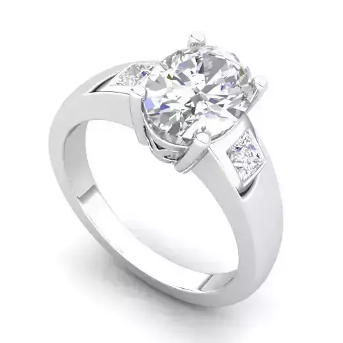 Thick Engagement Ring With Oval White Diamond