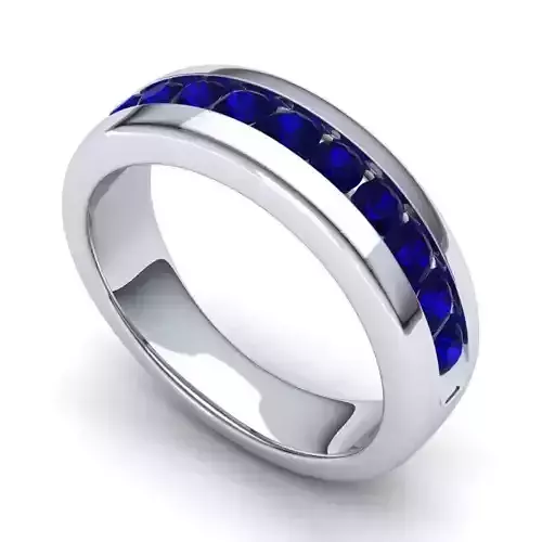 Silver Color Engagement Ring With Sapphires 1