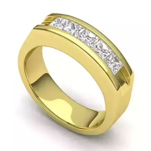 Golden ring with white diamonds RS-072