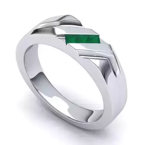 Silver Color Engagement Ring With Emeralds 1
