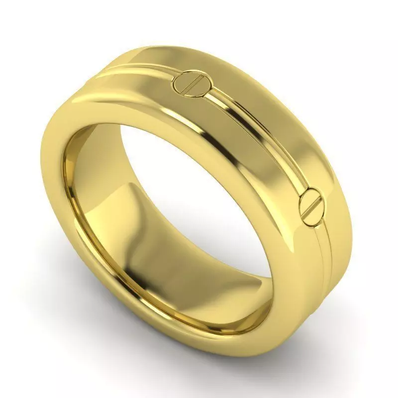 Gold Color Simple Style Wedding Ring 3 3D print model_0