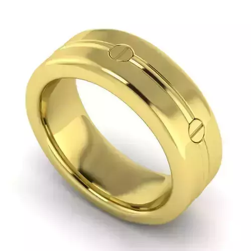 Gold Color Simple Style Wedding Ring 3
