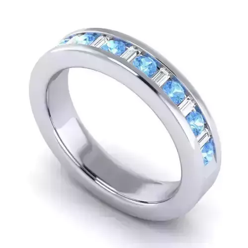 Silver ring with blue diamonds RS-040