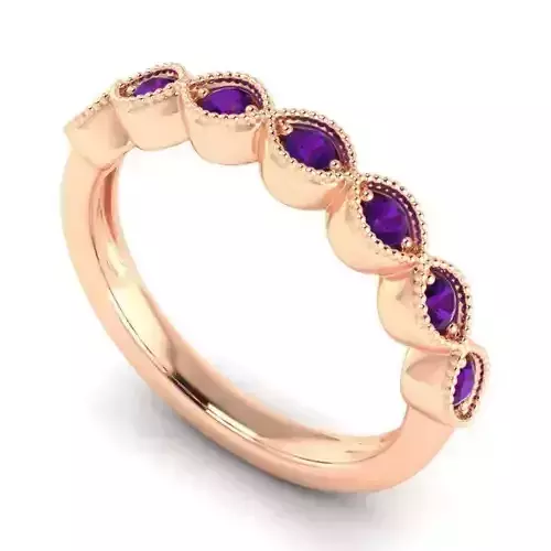 Thin Engagement Ring With Purple Gemstones