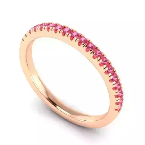 Thin Engagement Ring With Pink Gemstones