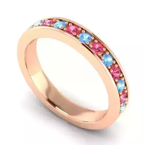 Engagement Ring With Pink and Blue Gemstones