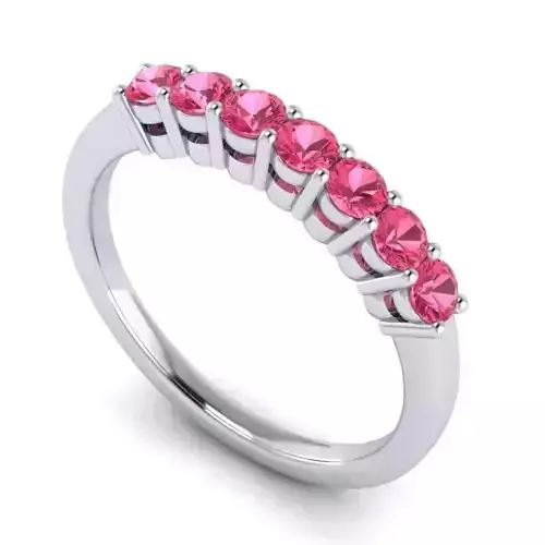 Thin Engagement Ring With Pink Gemstones 1