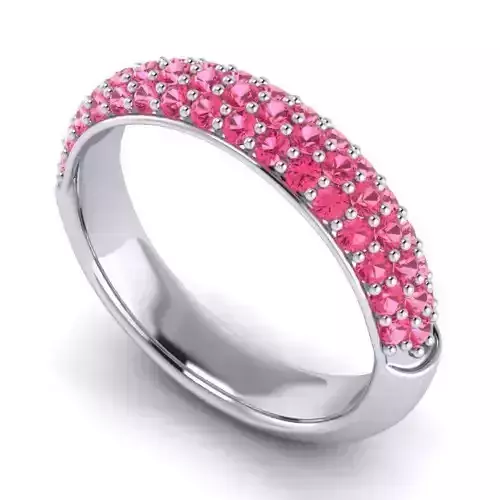 Thin Engagement Ring With Pink Gemstones 2