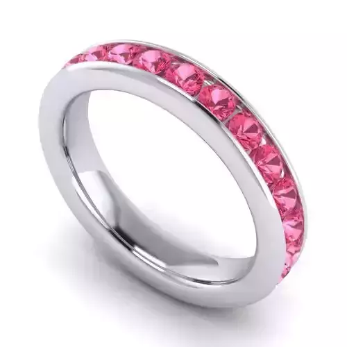 Thin Engagement Ring With Pink Gemstones 3