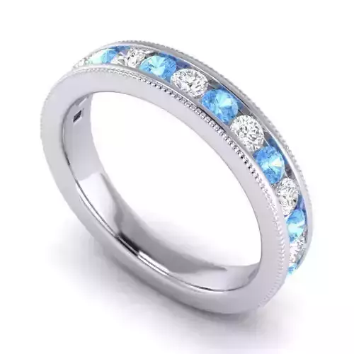 Engagement Ring With Sky Blue Gem And Diamonds