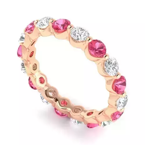Bronze ring with pink and white diamonds RS-006-d 3D print model