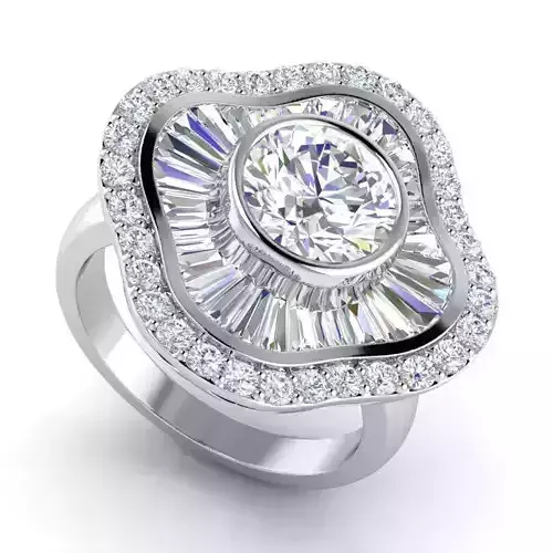 Flower Shaped Halo Engagement Ring With Diamonds 1