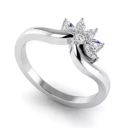 Flower Shaped Engagement Ring With Diamonds 45