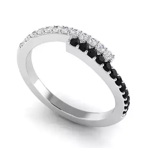 Spiral Engagement Ring With Black Diamonds