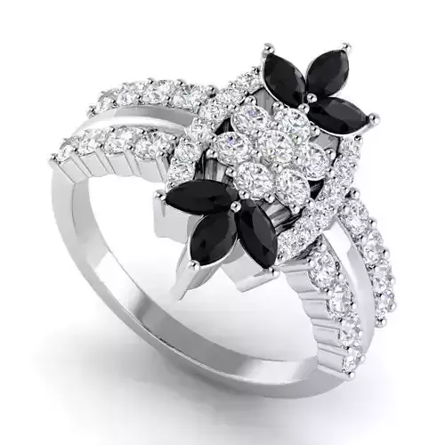 Flower Shaped Engagement Ring With Diamonds 49