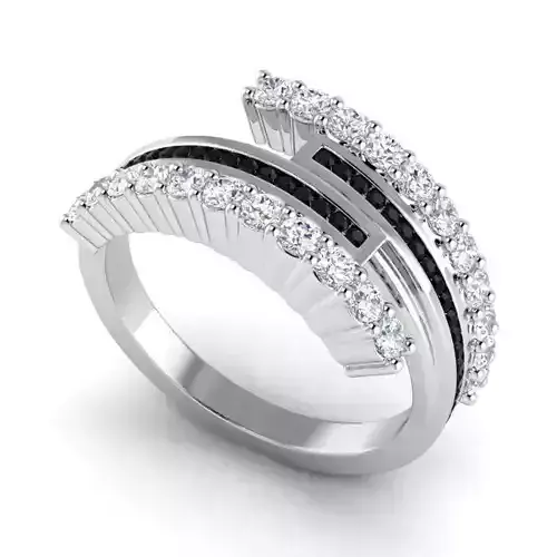 Spiral Engagement Ring With Black Diamonds 1