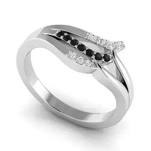 Black and White Diamond Engagement Ring 3D print model