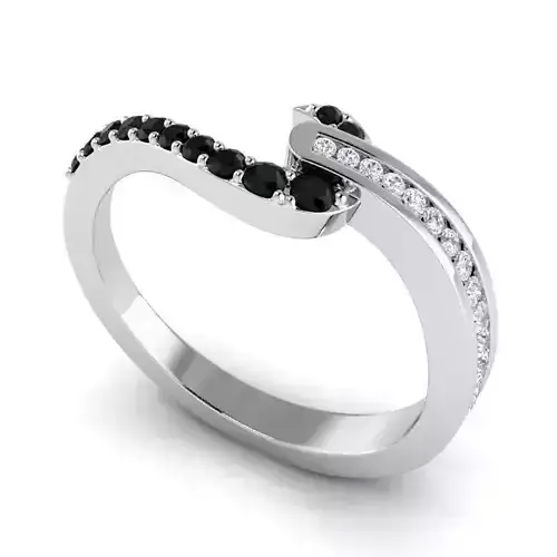 Black and White Diamond Engagement Ring 1 3D print model