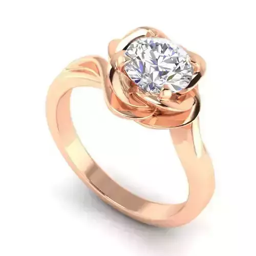 Flower Shaped Engagement Ring With Diamond