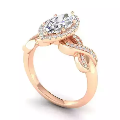 Twisted Oval Shaped Engagement Ring With Diamonds
