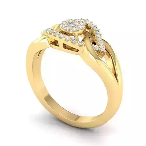 Gold Color Engagement Ring With Diamonds