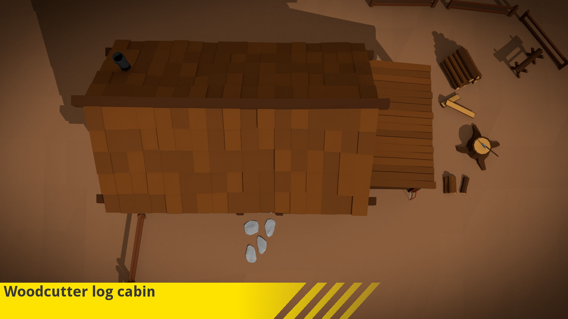 Woodcutter log cabin Low-poly 3D model_1